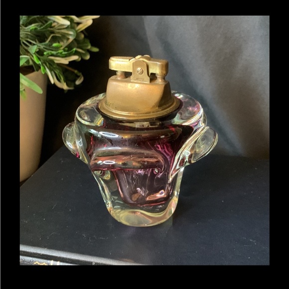 Vintage 1960’s hand blown amethyst & clear art glass cigarette starter - Picture 2 of 15